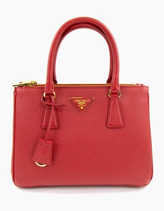 Prada Womens Prada Galleria Mini Saffiano Tote Bag Red Fuoco - Size: OS