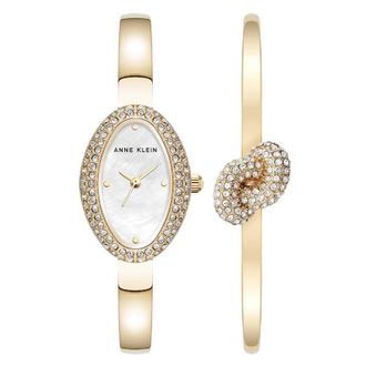 Anne Klein Quartz Crystal Ladies Watch and Bracelet Set AK-5286GPST