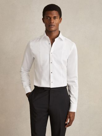 Reiss White Marcelular Fit Cotton Dinner Shirt, Xxl