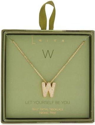 Leith Pavé Cubic Zirconia Initial Pendant Necklace in W- Clear- Gold at Nordstrom Rack