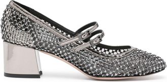 Le Silla 50mm Gilda pumps - women - glass/Calf Leather/Fabric/Calf Leather/Rubber/Rubber - 36.5 - Grey