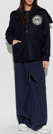 Kenzo Wool Jacket With Patch, Womens, Navy Blue
