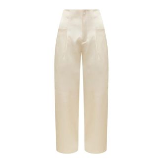 Nineminutes Wide Trousers, female, Beige, Size: 2XS Long Satin Trousers