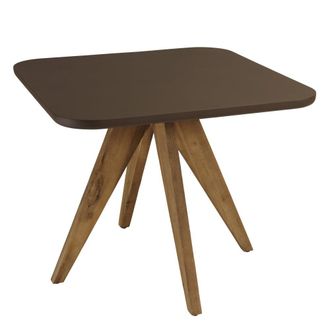 Macabane Mesa de comedor cuadrada 90x90 cm, efecto hormig&oacute;n marr&oacute;n