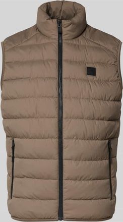 Marc O'Polo Regular Fit Steppweste mit Logo-Patch in Camel, Größe XXL