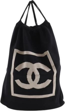 Chanel Pre-owned Katoenen Rugzak - Dames - Vintage Rugzakken - Zwart - ONE Size - Katoen - Vintage
