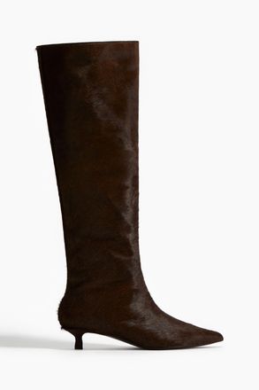 H&M Lederstiefel mit Kitten Heel - Dunkelbraun