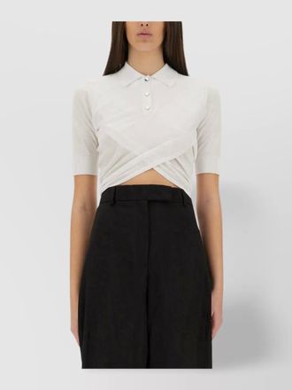 Sportmax slim fit cropped polo top with buttons
