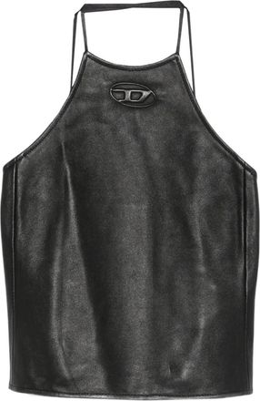 Diesel L-luvy logo-embossed leather top - women - Sheepskin/Polyester/Elastane - 38 - Black