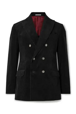 Brunello Cucinelli Double-Breasted Cotton-Blend Corduroy Suit Jacket