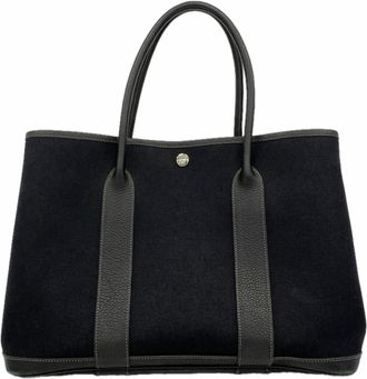 Herm&egrave;s Black Toile Officier Tote Bag (Pre-Owned)