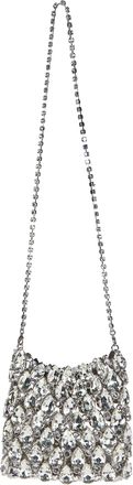 Self Portrait Silver Crystal Chainmail Grid Mini Handbag