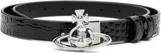 Vivienne Westwood Logo-Buckle Lederen Riem - Dames - Riemen - Zwart - S/M - Leer - Accessoires