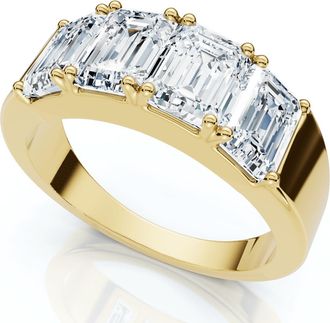 Pompeii3 2 1/4Ct Tetrad Diamond Ring Emerald Cut Anniversary Band 14k Gold/Pt Lab Grown