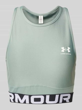 Under Armour Cropped Tanktop mit Label-Print in Schilf, Gr&ouml;&szlig;e XL