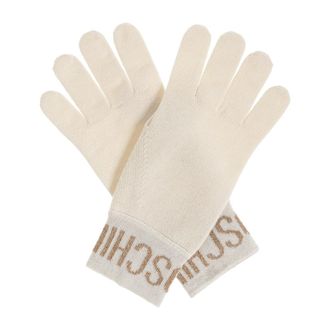 Moschino Accessoires, unisex, Beige, ONE Size, Wol, Cr&egrave;me handschoenen met logo