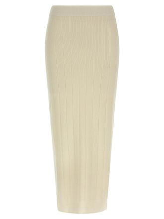 Max Mara White Cashmere Midi Womens Skirt