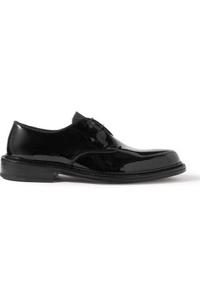 Mr P. Grosgrain-Trimmed Patent-Leather Derby Shoes
