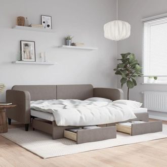 vidaXL Sof&aacute; Cama Nido Con Cajones Tela Gris Taupe 90x200 Cm Vidaxl