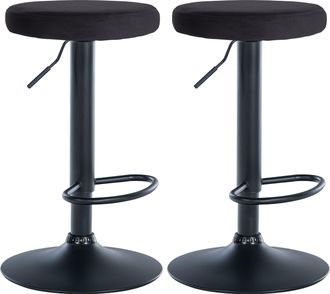 Clp Clp - Set De 2 Taburetes De Bar Ponte En Terciopelo Negro Metal Negro Mate