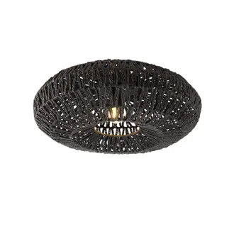 QAZQA Qazqa - Retro/vintage Plaf&oacute;n Retro Negro 50 Cm - Lina Acero /cuerda Redonda Adecuado Para Led Max. 1 X 60 Watt