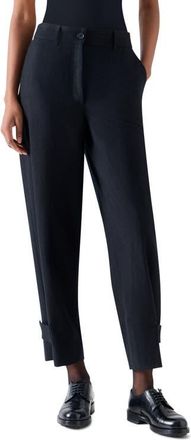 Akris Fraser High Waist Virgin Wool Blend Gabardine Barrel Leg Pants in Black at Nordstrom, Size 10