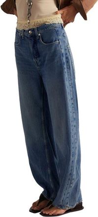 Free People Truro Relaxed Wide Leg Jeans in Water Stoned Blue at Nordstrom, Size 30