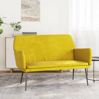 vidaXL Banco De Terciopelo Amarillo 108x79x79 Cm Vidaxl