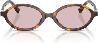 Miu Miu 50mm Oval Sunglasses in Honey Havana /Pink at Nordstrom