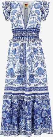 Farm Rio Maxi-Kleid aus bedrucktem Voile Shell Garden