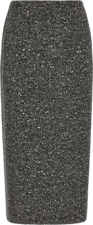 Valentino Garavani Bicolor Virgin Wool Midi Womens Skirt