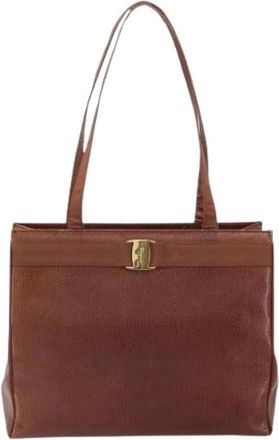 Ferragamo Pre-owned Tote Bags, female, Brown, Size: ONE SIZE Pre-owned Vala tote