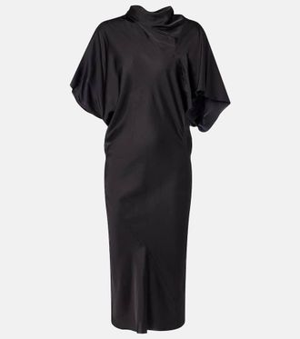 Rick Owens Seb draped charmeuse midi dress