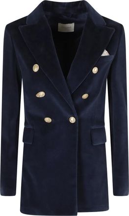 Circolo 1901 Fluwelen Jas met Dubbele Rij Knopen - Dames - Blazers - Blauw - S - Jassen