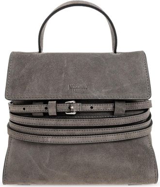 Moschino Tie Me Suede Bag - Dames - Handtassen - Grijs - ONE Size - Katoen - Tassen