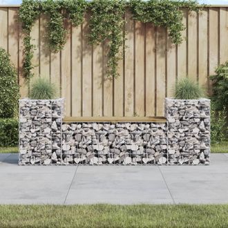 vidaXL Banco Jard&iacute;n Con Gaviones Madera Pino Impregnada 183x41x60,5 Cm Vidaxl