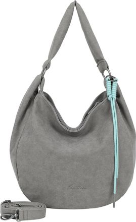 Fritzi Aus Preu&szlig;en Fritzi Sue01 Suede Jacky Soft Hobo Handbag Faux Leather Womens Shoulder Bag Festival City Vegan Suede Look Cord Pendant 31 x 29 x 12 cm - Anthracite -