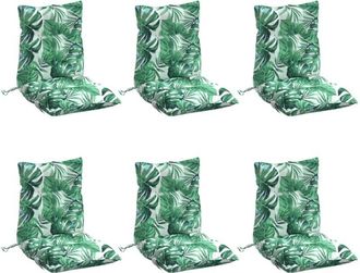 vidaXL Cojines para silla respaldo bajo 6 uds tela estampado de hojas Vidaxl