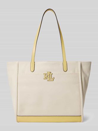 Lauren Ralph Lauren Shopper mit Logo Applikation in Beige, Gr&ouml;&szlig;e 1