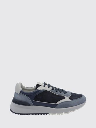 Brunello Cucinelli Bicolor Suede and Leather Low-Top Sneakers with Serrated Sole