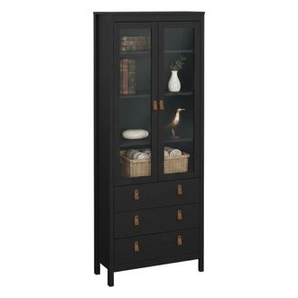 Dmora Dmora - Vitrina Lazio, Aparador De Exposici&oacute;n, Vitrina Multiusos, Aparador De Sal&oacute;n, 78x33 H199 Cm, Negro