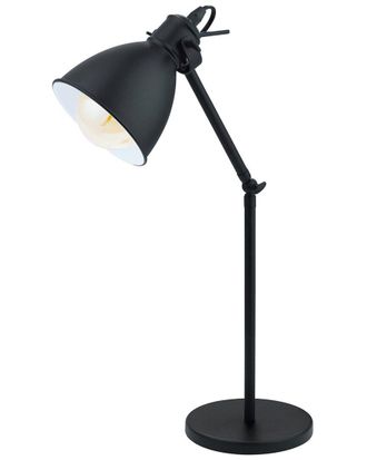 Eglo Priddy 1 Light Desk Lamp with Black Finish & Black & White Metal Shade