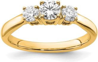 Diamond2Deal 14k Gold Lab Grown Diamond 3-Stone Band Ring 3/4Ct Clarity- VS Color- G-H