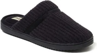 Dearfoams Serena Marled Chenille Scuff House Slipper in Black at Nordstrom, Size X-Large