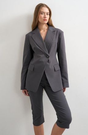 Topshop Clean Cinched Blazer in Charcoal at Nordstrom, Size 10
