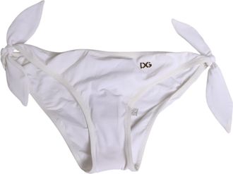 Dolce & Gabbana White Side Tie Logo Bikini Bottom Womens Underwear