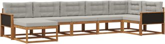 vidaXL Conjunto De Sof&aacute;s De Exterior 7 Uds. Natural Y Gris Claro Vidaxl