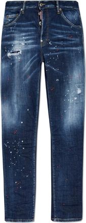 Dsquared2 Mens Navy Blue Cool Guy Jeans Paint Splatter Design Cotton - Size 38 (Waist)