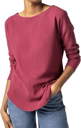 Lilla P Textured Waffle Boatneck Top In Rosewood