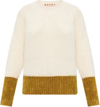 Marni Wollen trui - Dames - Ronde hals truien - Beige - XS - Wol - Truien & Vesten